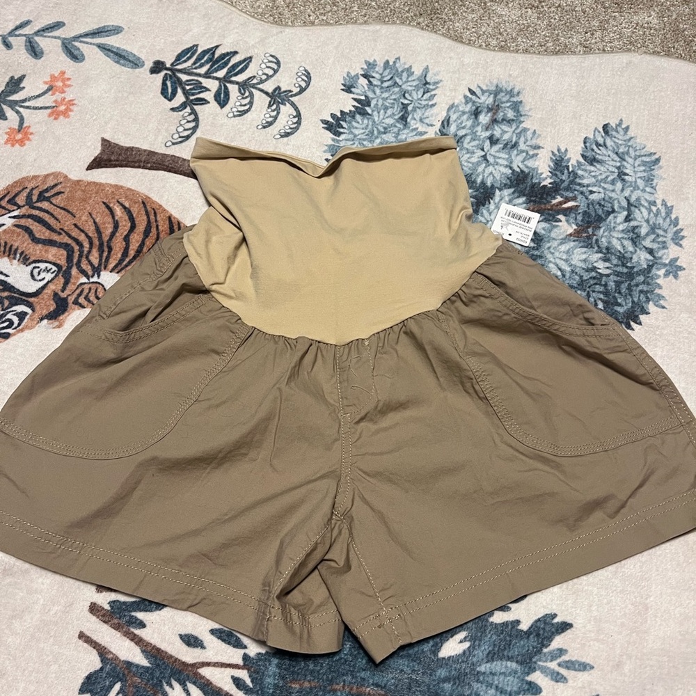 Motherhood Maternity Tan Cargo Shorts with Relaxed Fit